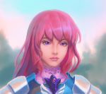  1girl armor bangs fateline_alpha highres knight lips original pink_hair solo violet_eyes 