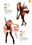  2girls absurdres artist_request bangs belt_pouch blonde_hair blush bm59_(girls_frontline) boots breasts cape cleavage drill_hair epaulettes eyebrows_visible_through_hair flower fn-49_(girls_frontline) girls_frontline gloves green_eyes gun hair_flower hair_ornament hat high_heels highres holding holding_weapon italy long_hair looking_at_viewer medium_breasts multiple_girls official_art open_mouth overskirt pantyhose pleated_skirt rifle scan simple_background skirt sleeveless smile twintails very_long_hair weapon white_background white_gloves 