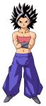  caulifla crossed_arms dragon_ball dragon_ball_super for-somebody highres midriff muscle navel pants spiky_hair 
