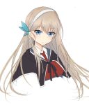  blonde_hair blue_eyes capelet expressionless hair_ornament hairband highres lexington_(cv-16)_(zhan_jian_shao_nyu) looking_at_viewer mito._(2490170597) necktie red_necktie simple_background white_background zhan_jian_shao_nyu 