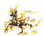  blue_eyes electricity facing_away full_body hooves looking_away no_humans pearl7 pokemon pokemon_(creature) pokemon_(game) pokemon_bw pokemon_bw2 running simple_background solo striped white_background yellow_sclera zebra zebstrika 