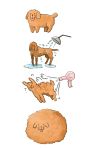  4koma comic dog fluffy hair_dryer no_humans noja original poodle puddle shower simple_background solo tongue tongue_out wet white_background wind 