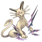  cat claws facing_viewer fangs fangs_out forehead_jewel no_humans paws pearl7 persian pokemon pokemon_(creature) pokemon_(game) pokemon_frlg pokemon_rgby red_eyes simple_background sitting solo tail whiskers white_background 