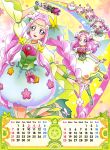  2017 6+girls absurdres age_progression arm_up artist_request baby blue_skirt boots braid bubble_skirt calendar cure_felice earrings flower green_boots green_eyes green_ribbon green_shoes ha-chan_(mahou_girls_precure!) hair_flower hair_ornament hanami_kotoha highres jewelry june knee_boots leg_ribbon long_hair looking_at_viewer magical_girl mahou_girls_precure! may multicolored multicolored_eyes multiple_girls multiple_persona official_art pink_eyes pink_hair precure rainbow ribbon shoes short_hair skirt smile standing standing_on_one_leg twin_braids wand white_skirt 