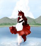  1girl absurdres highres imaizumi_kagerou lake mountain ramnik5 solo touhou walking 