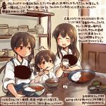 3girls ^_^ ^o^ akagi_(kantai_collection) blue_hakama brown_eyes brown_hair closed_eyes colored_pencil_(medium) commentary_request cup curry curry_rice dated drinking_glass food hair_between_eyes hakama holding holding_cup holding_spoon japanese_clothes kaga_(kantai_collection) kantai_collection kasuga_maru_(kantai_collection) kirisawa_juuzou long_hair multiple_girls muneate nontraditional_miko numbered red_hakama rice short_hair side_ponytail smile spoon spoon_in_mouth tasuki traditional_media translation_request twitter_username 