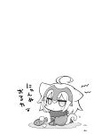 1g angeltype animal_ears cat_ears cat_tail chibi comic fate/grand_order fate_(series) fish greyscale highres jeanne_alter monochrome ruler_(fate/apocrypha) tail translated 