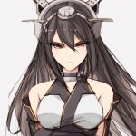  1girl absurdres bare_shoulders brown_eyes brown_hair crossed_arms hair_between_eyes highres kantai_collection long_hair misteor nagato_(kantai_collection) rigging serious sketch solo white_background 
