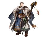  1boy belt boots brown_hair cape closed_eyes feathers full_body glasses gloves granblue_fantasy heizen_(granblue_fantasy) minaba_hideo official_art scarf solo staff transparent_background 