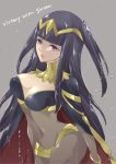  1girl black_hair breasts cleavage cleavage_cutout crying crying_with_eyes_open english fire_emblem fire_emblem:_kakusei looking_at_viewer renkonmatsuri simple_background tears tharja 