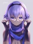  blush fate/grand_order glasses purple_eyes short_hair violet_hair warrior 