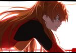  1girl bangs blue_eyes clenched_teeth eyepatch from_side isshiki_(ffmania7) letterboxed long_hair neon_genesis_evangelion orange_hair parted_lips plugsuit profile rebuild_of_evangelion sketch solo souryuu_asuka_langley teeth two_side_up 
