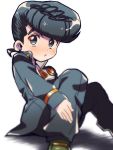  1boy black_eyes black_hair earrings gakuran heart higashikata_jousuke io_(ike_ike) jewelry jojo_no_kimyou_na_bouken male_focus parted_lips pin pompadour school_uniform shadow solo stud_earrings 