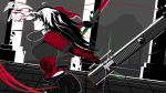  1girl absurdres black_hair highres holding katana long_hair looking_at_viewer mask mask_removed raven_branwen red_eyes rwby skirt sword weapon zhao_shixuan 