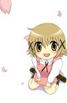  brown_hair hidamari_sketch highres kanjuku petals school_uniform short_hair transparent_background yuno 