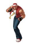  blonde_hair blue_eyes converse eisuke_ogura fatal_fury fingerless_gloves gloves hat highres jeans king_of_fighters king_of_fighters_xii kof_12 long_hair muscle official_art ogura_eisuke ponytail shoes sleeveless sneakers snk tank_top terry_bogard vest 