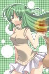  fire green_eyes green_hair inukami! long_hair skirt tail youko youko_(inukami) 