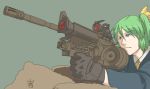  bad_id blue_hair daiyousei drum_feed gloves green_hair gun m4_carbine operator rifle scope torinone touhou weapon 