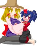  breasts chyaramu hat huge_breasts moriya_suwako role_reversal touhou yasaka_kanako 