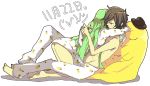  bare_ass bottomless c.c. cc cheese-kun code_geass holding holding_panties hug kl lelouch_lamperouge no_panties oekaki pajama_sharing pajamas panties pizza_hut striped striped_panties topless underwear 