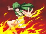  fire green_hair inukami! long_hair red_eyes s-no skirt youko youko_(inukami) 