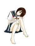  bandage bandage_over_one_eye bandages barefoot black_hair feet kobushi_abiru panties sayonara_zetsubou_sensei school_uniform serafuku underwear 