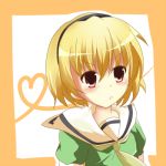  blonde_hair hairband higurashi_no_naku_koro_ni houjou_satoko kaname_(pixiv85395) kaname_ihnk lowres red_eyes school_uniform serafuku short_hair 