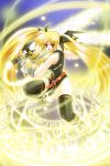  bardiche blonde_hair energy_sword fate_testarossa gauntlets long_hair magic_circle mahou_shoujo_lyrical_nanoha mahou_shoujo_lyrical_nanoha_strikers octagram open_mouth red_eyes star_of_lakshmi sword thigh-highs thighhighs twintails very_long_hair weapon yellow 