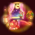  christmas_tree closed_eyes futon gift santa_claus sleeping window 