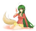  green_hair inukami! long_hair red_eyes saihara skirt tail youko youko_(inukami) 