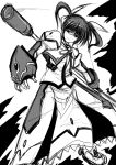  hair_ribbon hair_ribbons kagura_soushi mahou_shoujo_lyrical_nanoha mahou_shoujo_lyrical_nanoha_the_movie_1st monochrome raising_heart ribbon ribbons sketch takamachi_nanoha twintails white_devil 