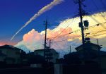  cloud clouds condensation_trail contrail contrails dark power_lines scenery shijimi sky 