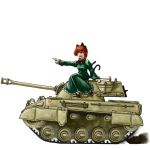  braid cat_ears cat_tail caterpillar_tracks fang kaenbyou_rin m18_hellcat military military_vehicle miyako_(pixiv282895) miyako_(ta183) red_eyes red_hair redhead ribbon ribbons tail tank touhou transparent_background twin_braids vehicle 