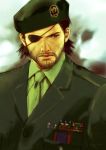  big_boss brown_eyes brown_hair eyepatch facial_hair metal_gear_solid military military_uniform uniform 