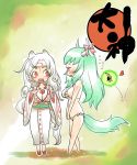  barefoot bikini chibi crossover enraku_(pixiv) ex-keine ex_keine horns issun japanese_clothes kamishirasawa_keine kimono okami personification swimsuit tail touhou tsuutenkaaku 