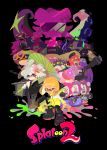  1boy 4girls absurdres aori_(splatoon) bukichi_(splatoon) commentary copyright_name glasses goggles gun highres hotaru_(splatoon) incredibly_absurdres inkling japanese_clothes kimono logo looking_at_viewer multiple_girls nintendo octarian octotrooper official_art oriental_umbrella splatoon splatoon_2 takozonesu tentacle_hair umbrella weapon 