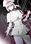  1girl braid breasts fate/grand_order fate_(series) florence_nightingale_(fate/grand_order) glasses gloves hat kettle21 large_breasts long_hair looking_at_viewer nurse nurse_cap pantyhose red_cross red_eyes single_braid solo 