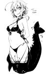  1girl arms_behind_back bdsm bikini bound bound_arms breasts cleavage fish_tail greyscale monochrome original short_hair sigama swimsuit tail white_background 