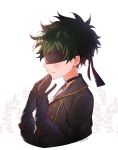  1boy blindfold boku_no_hero_academia choker cosplay freckles gloves green_hair male_focus midoriya_izuku nier_(series) nier_automata raran_(lllng000) seiyuu_connection short_hair smile solo yorha_no._9_type_s yorha_no._9_type_s_(cosplay) 