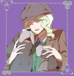  1girl animal blonde_hair blue_eyes blush diana_cavendish dog formal hat little_witch_academia long_hair mw_p one_eye_closed open_mouth revealing_clothes suit 