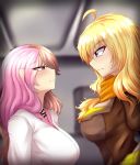  2girls blush breasts large_breasts long_hair looking_at_another multicolored_hair multiple_girls nas_(z666ful) neo_(rwby) rwby scarf yang_xiao_long 