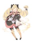  1girl ai-wa blonde_hair book bow closed_eyes drill_hair elise_(fire_emblem_if) fire_emblem fire_emblem_if gloves hair_bow hair_ornament holding holding_book looking_at_viewer open_mouth simple_background skirt smile 