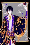  1boy black_hair butterfly coro96 earrings glasses heterochromia highres jewelry looking_at_viewer short_hair smile solo star watanuki_kimihiro xxxholic 