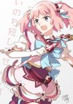  1girl highres kirameki_mamika magical_girl nikame open_mouth pink_eyes pink_hair re:creators short_twintails translation_request twintails wand 