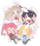  4girls animal_costume animal_ears anzu_(ensemble_stars!) black_hair blonde_hair bunny_costume bunny_girl bunnysuit character_doll chibi ensemble_girls! hair_ornament hair_over_one_eye hairclip heterochromia konan_yako kuromori_suzu long_hair multiple_girls pink_hair rabbit_ears short_hair sone_seira twintails yakumo_chizuru younger 