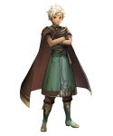  1boy aoji_(aoji-web) boey_(fire_emblem) boots brown_eyes cape circlet crossed_arms dark_skin dark_skinned_male fire_emblem fire_emblem_echoes:_mou_hitori_no_eiyuuou fire_emblem_heroes full_body gloves highres knee_boots looking_at_viewer male_focus official_art pants short_hair short_sleeves solo transparent_background white_hair 