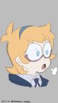  1girl artist_request blonde_hair blue_eyes freckles glasses hairband highres little_witch_academia lotte_jansson open_mouth short_hair 