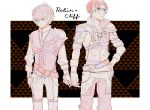  2boys belt character_name fingerless_gloves fire_emblem fire_emblem_echoes:_mou_hitori_no_eiyuuou gloves heart kliff_(fire_emblem) male_focus monochrome multiple_boys tobin_(fire_emblem) u_f1214 white_background 