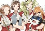  4girls ayyataka black_hair blonde_hair blush brown_hair cat glasses long_hair looking_at_viewer maid mask morgana_(persona_5) multiple_girls niijima_makoto okumura_haru orange_hair persona persona_5 red_eyes sakura_futaba short_hair smile takamaki_anne twintails 