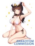  1girl ankkoyom arm_up armpits bikini hat highres side-tie_bikini swimsuit 